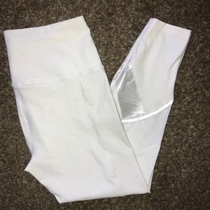 RBX White/Silver, solid/ sheer leg leggings